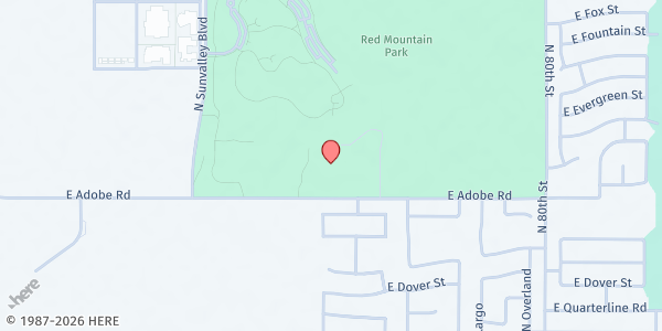 Map showing Aster Senior Center at Red Mountain at 7550 East Adobe St., Mesa, AZ