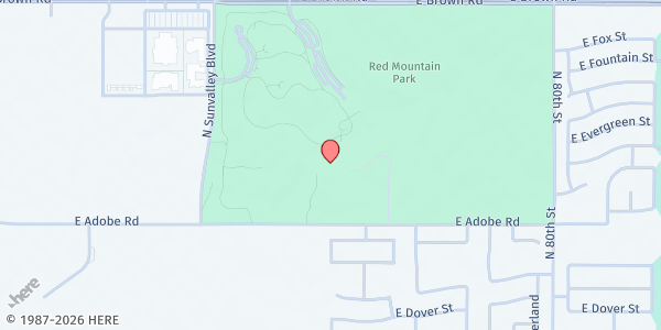 Map showing Aster Senior Center at Red Mountain at 7550 East Adobe Street, Mesa, AZ