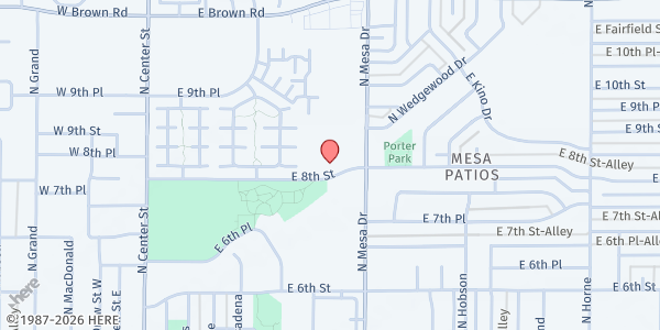 Map showing Eisenhower Center for Innovation at 848 North Mesa Drive, Mesa, AZ