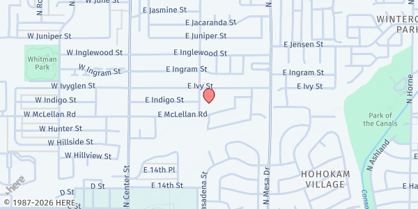 Map showing Gateway Bible Church at 1621 N. Pasadena, Mesa, AZ