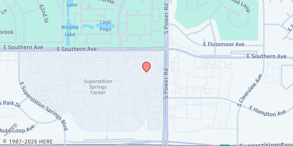 Map showing Holy Cross SVDP at 1244 S. Power Rd., Mesa, AZ