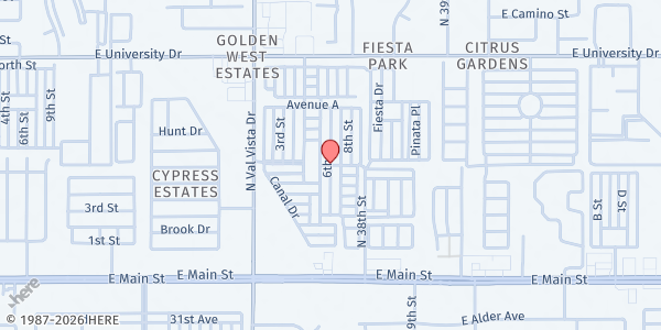 Map showing Living by the Word Community Distribution at 319 N. 6th St., Mesa, AZ