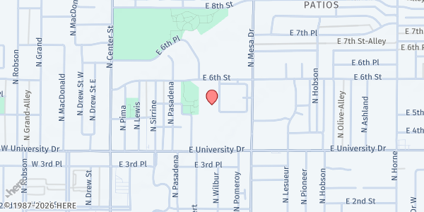 Map showing Mesa Salvation Army at 241 E. 6th St., Bldg. 3, Mesa, AZ