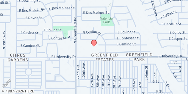 Map showing Palabra de Vida Food Pantry at 4434 East University Drive, Mesa, AZ