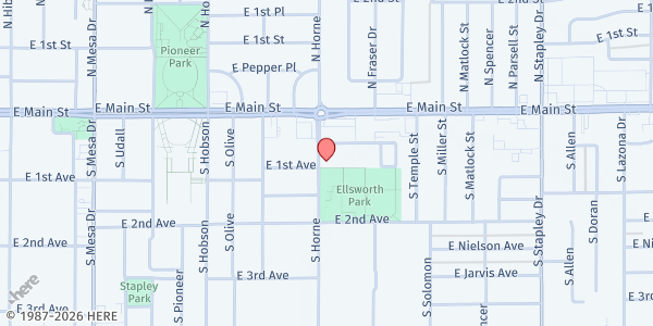 Map showing Pueblo de Dios - Community Distribution at 59 S. Horne, Mesa, AZ