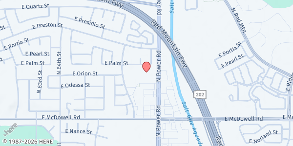 Map showing Red Mountain United Methodist Church at 2936 N. Power Rd., Mesa, AZ