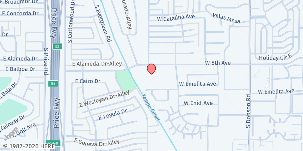 Map showing Roosevelt Elementary School at 828 South Valencia, Mesa, AZ