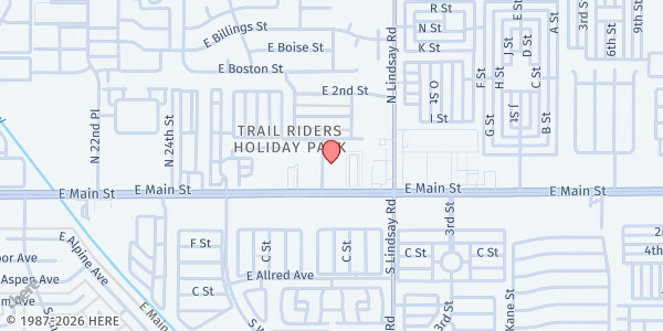 Map showing Seventh Day Adventist Church - Mesa at 27 N. Lyn Rae Dr., Mesa, AZ
