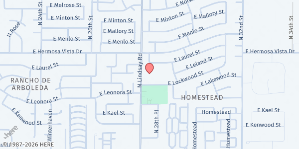 Map showing St. Bridget SVDP at 2213 N. Lindsey Rd., Mesa, AZ