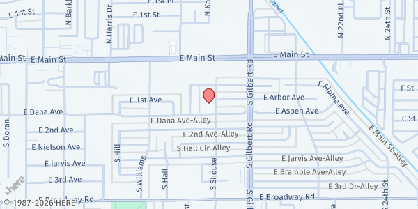 Map showing St. Peter Lutheran Church - Lord's Pantry at 1844 E. Dana Ave., Mesa, AZ