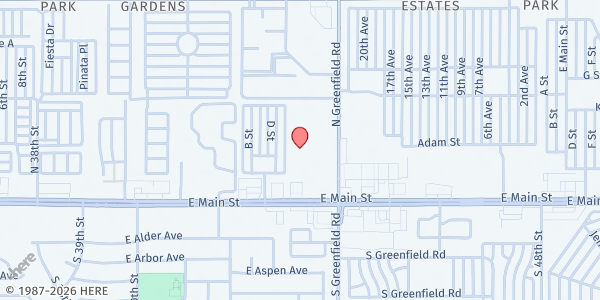 Map showing The Orchard at 108 North Greenfield Road, Mesa, AZ