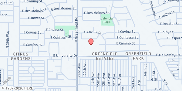 Map showing Vida Food Pantry at 4446 E. University Dr. #112, Mesa, AZ