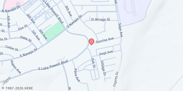 Map showing Circle Of Page at 801 Aqua Ave, Page, AZ