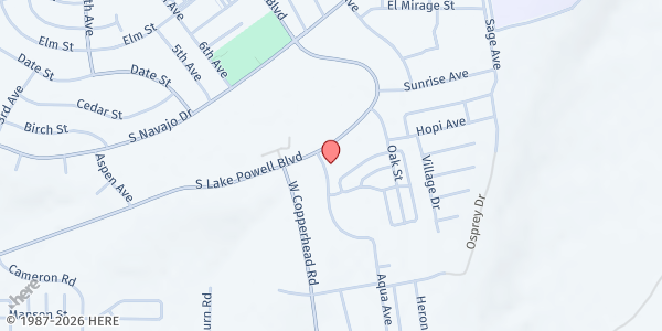 Map showing Circle of Page: Banquet Food Pantry - Food Distribution Center at 801 Aqua Ave, Page, AZ