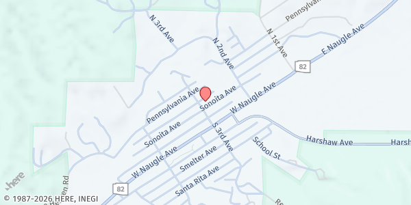 Map showing East Santa Cruz County Community Food Bank at 222 N. 3rd Ave., Patagonia, AZ