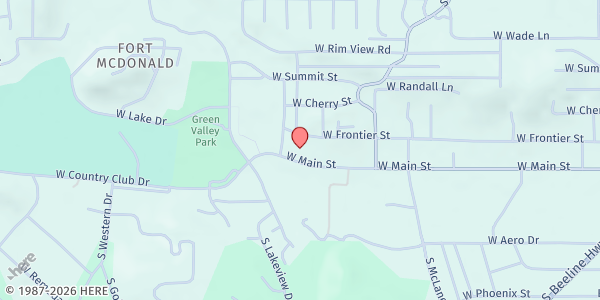 Map showing Community Presbyterian Church Deacon's Food Bank at 800 W. Main St., Payson, AZ