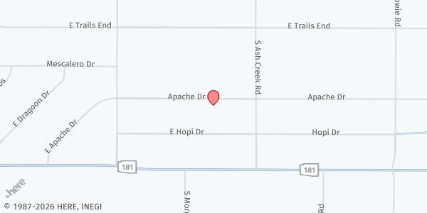 Map showing Sunizona/Pearce Mobile (CFB) at 6431 E Apache Dr, Pearce, AZ