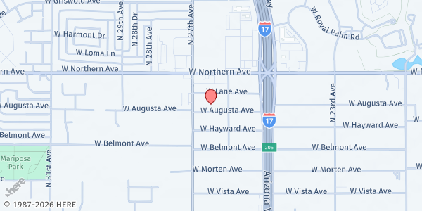 Map showing Arizona Baptist Children's Services at 2632 W. Augusta Ave., Phoenix, AZ