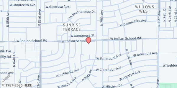 Map showing Calvary United Methodist Church at 7949 W Indian School Rd, Phoenix, AZ