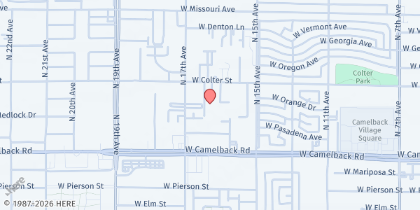 Map showing Catholic Charities Community Services (Rosewood Court) at 5104 N 16th Ave, Phoenix, AZ