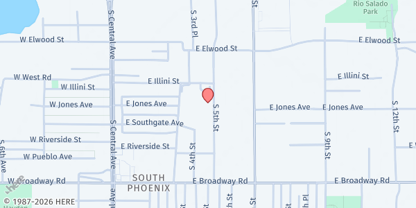 Map showing Cesar Chavez Community School RESD at 4001 S. 3rd St., Phoenix, AZ