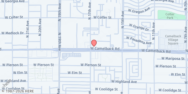 Map showing City Hope Center at 1640 W. Camelback Rd., Phoenix, AZ