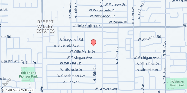 Map showing Constitution Elementary School - Mobile Pantry Parking Lot at 18440 N 15th Ave, Phoenix, AZ