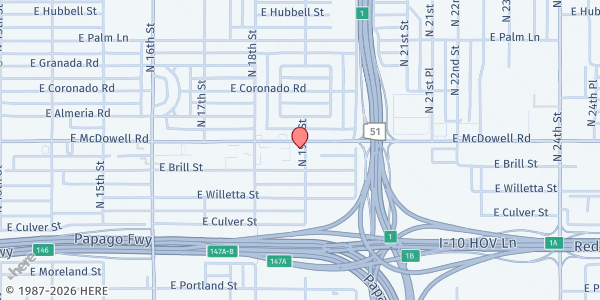 Map showing COP Housing Dept (McDowell Place) at 1845 E. McDowell Rd., Phoenix, AZ