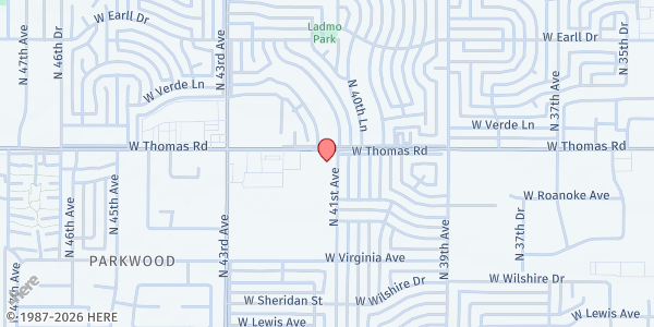 Map showing COP HS Senior Center at 4115 W. Thomas Rd., Phoenix, AZ
