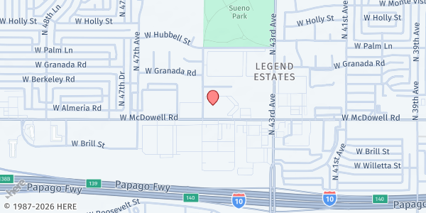 Map showing CPLC (Chicanos Por La Causa) - Phoenix at 1617 N 45th Ave, Phoenix, AZ