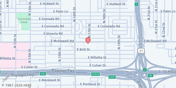 Map showing Cuttin Up Community Project at 1641 E McDowell Rd, Phoenix, AZ