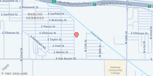 Map showing David Crockett School at 501 N 36th Street, Phoenix, AZ