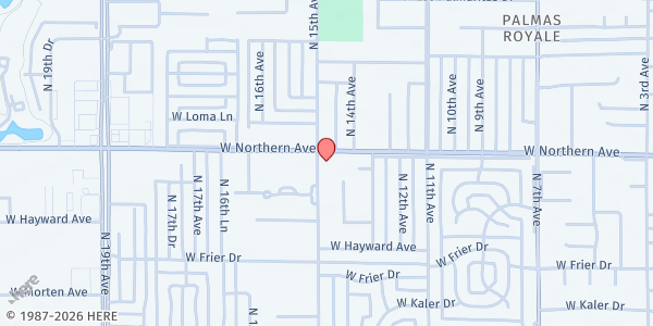 Map showing Desert Christian Fellowship at 1445 W Northern Ave, Phoenix, AZ
