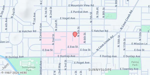 Map showing Desert Mission Inc at 9229 N. 4th St., Phoenix, AZ