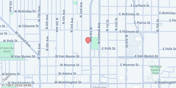 Map showing Downtown Lincoln Family YMCA at 350 N. 1st Ave., Phoenix, AZ