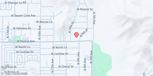 Map showing Global Transitions Inc - Phoenix at 906 W. Peoria Ave., Phoenix, AZ