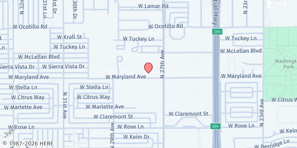 Map showing Gospel Ministers and Churches International Inc at 2728 W Maryland Ave, Phoenix, AZ