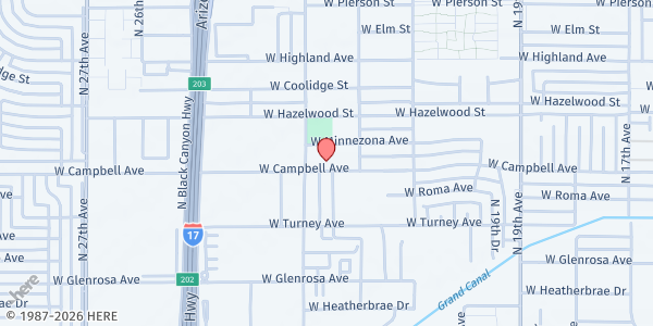 Map showing Legendarios Arizona Inc at 2232 W Campbell Ave, Phoenix, AZ