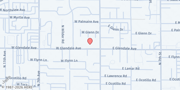 Map showing Living Streams Christian Church at 7000 N. Central Ave., Bldg. F, Phoenix, AZ