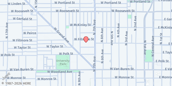 Map showing Mercy Hill Church at 745 W. Fillmore St., Phoenix, AZ