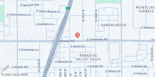 Map showing Ministerio Cristo Sana - Mobile Distribution at 3632 E Greenway Rd, Phoenix, AZ