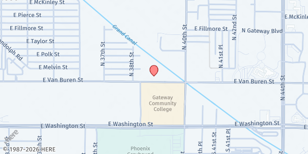 Map showing Mountain Park Health Center Gateway at 3830 E. Van Buren St., Phoenix, AZ