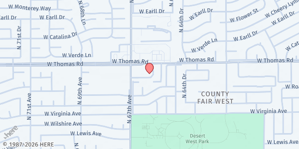 Map showing Mountain Park Health Center Maryvale at 6601 W Thomas Rd, Phoenix, AZ