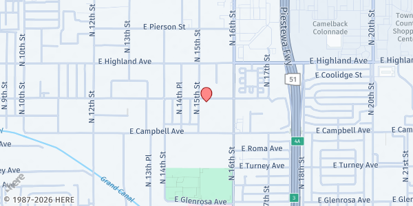 Map showing Native American Connections (Coral Canyon) at 4545 N. 15th St., Phoenix, AZ