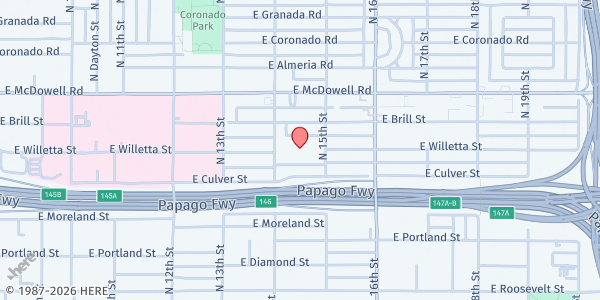 Map showing Native American Connections (Stepping Stone Place) at 1311 N. 14th St., Phoenix, AZ