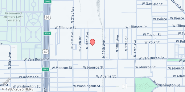 Map showing Neighborhood Ministries Inc at 1918 W. Van Buren St., Phoenix, AZ