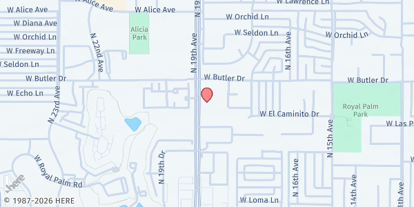Map showing Open Door Fellowship Church at 8301 N. 19th Ave., Phoenix, AZ