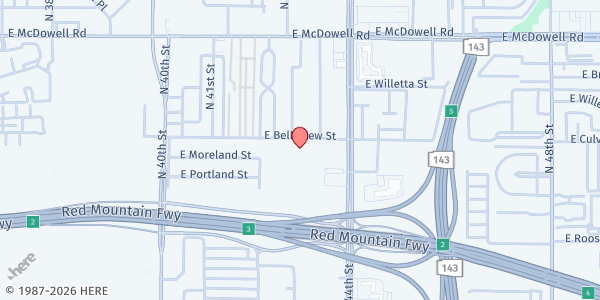 Map showing Pat Tillman School - Balsz Elem School District at 4309 E Belleview St, Phoenix, AZ