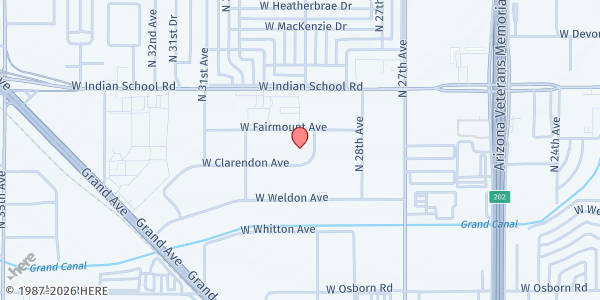 Map showing Phoenix Allies for Community Health at 2902 W. Clarendon Ave., Phoenix, AZ