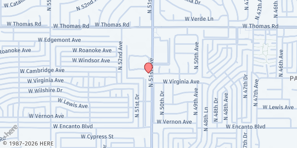 Map showing Phoenix Beacon Light Seventh Day Adventist at 2602 N 51st Ave, Phoenix, AZ